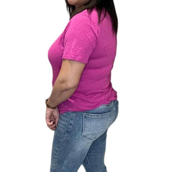 NEW BOBI shoulder seam v neck tee shirt in petunia - Picture 2 of 3